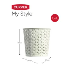 Curver My Style Large Round Plastic Storage Organiser - Vintage White - 1.6L -Home Style Sales 12806190 1114832992396971