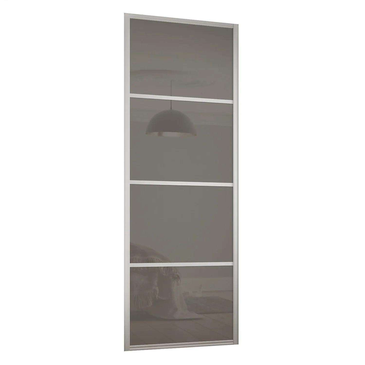 Ellipse Sliding Wardrobe Door 4 Panel Cappuccino Glass With Aluminium Frame (W)762mm 3 Ellipse Sliding Wardrobe Door 4 Panel Cappuccino Glass With Aluminium Frame (W)762mm