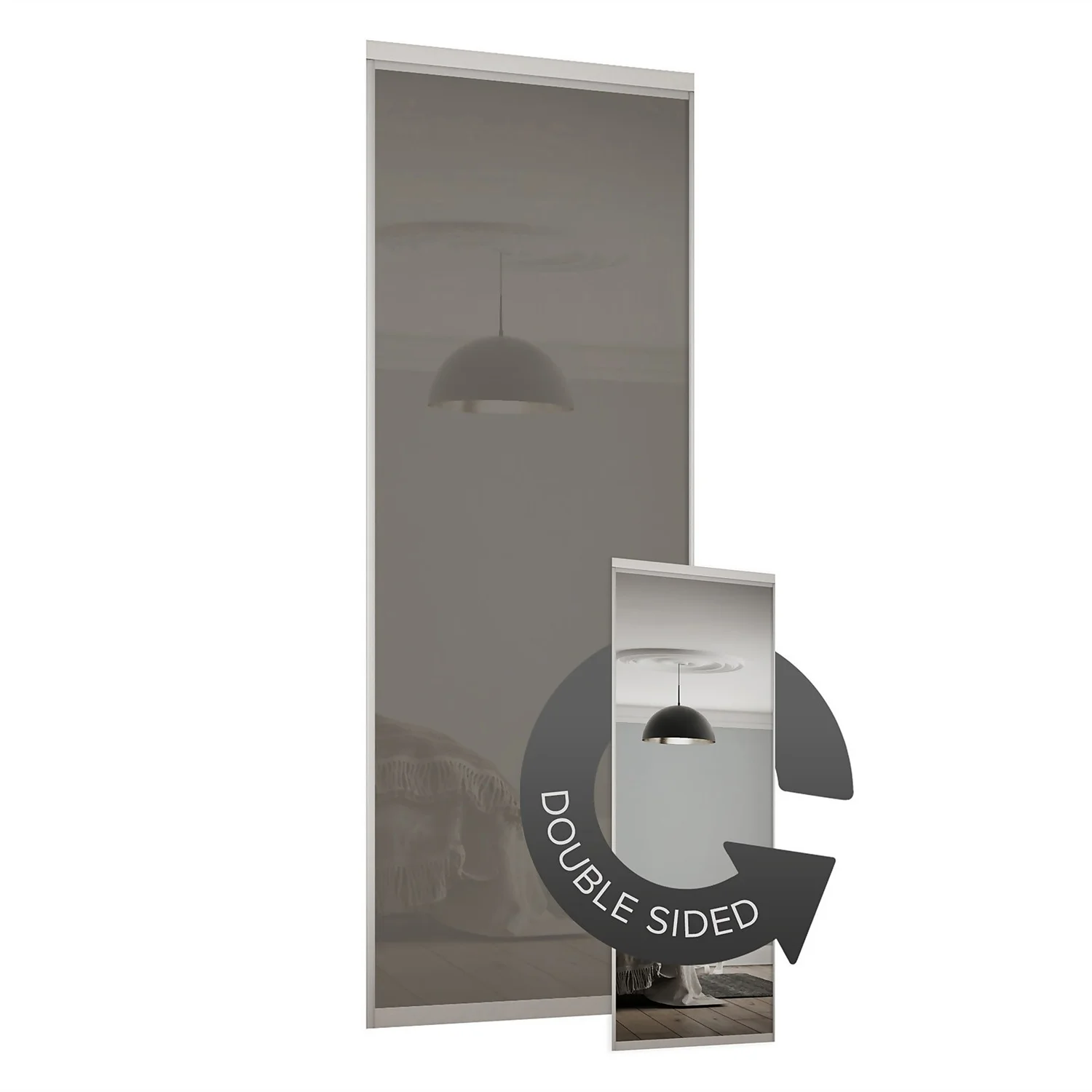 Duo Sliding Wardrobe Door Cappuccino Glass / Mirror With Aluminium Frame (W)610mm 3 Duo Sliding Wardrobe Door Cappuccino Glass / Mirror With Aluminium Frame (W)610mm
