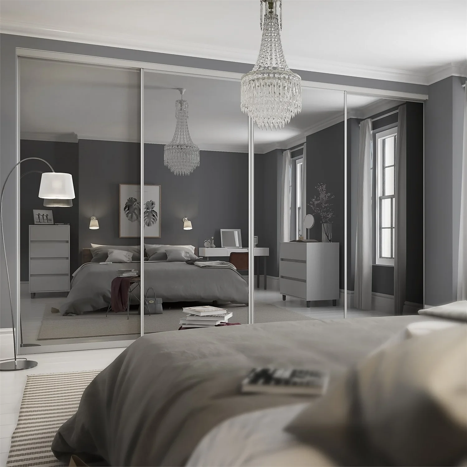 Duo Sliding Wardrobe Door Mirror With Aluminium Frame (W)762mm 4 Duo Sliding Wardrobe Door Mirror With Aluminium Frame (W)762mm - Image 2