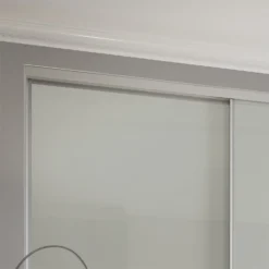 Duo Sliding Wardrobe Door Arctic White Glass With Aluminium Frame (W)914mm -Home Style Sales 12807141 1884843069878981