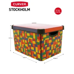 Curver Stockholm Bright Blocks Plastic Deco Storage Box Multi Colour 22L -Home Style Sales 12807671 1294833169877121