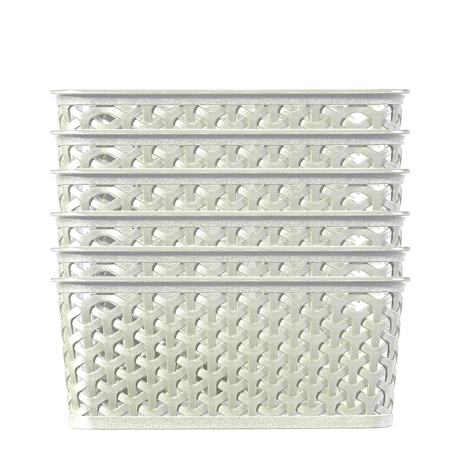 Curver My Style Medium Rectangular Plastic Storage Basket - Vintage White - 13L 7 Curver My Style Medium Rectangular Plastic Storage Basket - Vintage White - 13L - Image 5