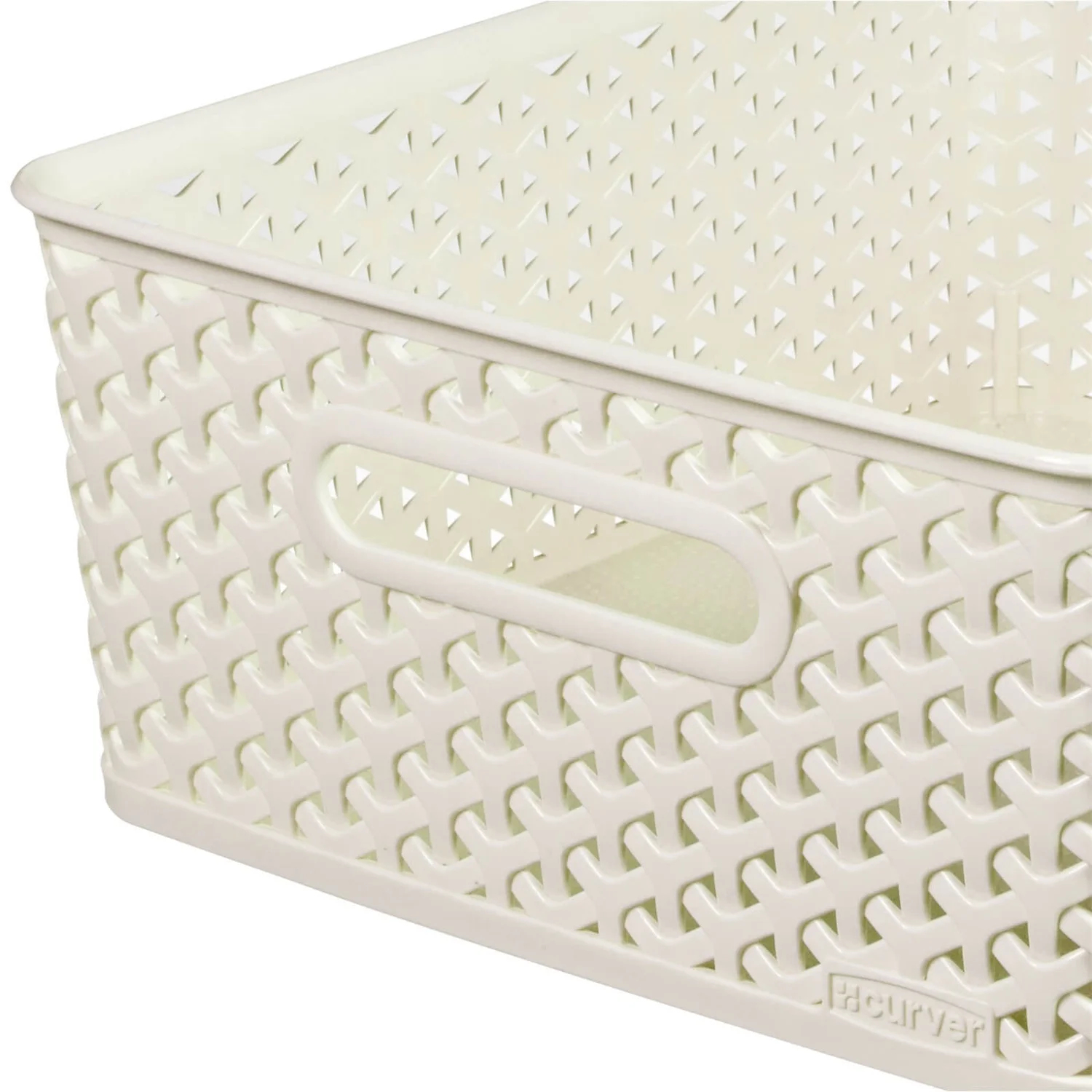 Curver My Style Medium Rectangular Plastic Storage Basket - Vintage White - 13L 8 Curver My Style Medium Rectangular Plastic Storage Basket - Vintage White - 13L - Image 6