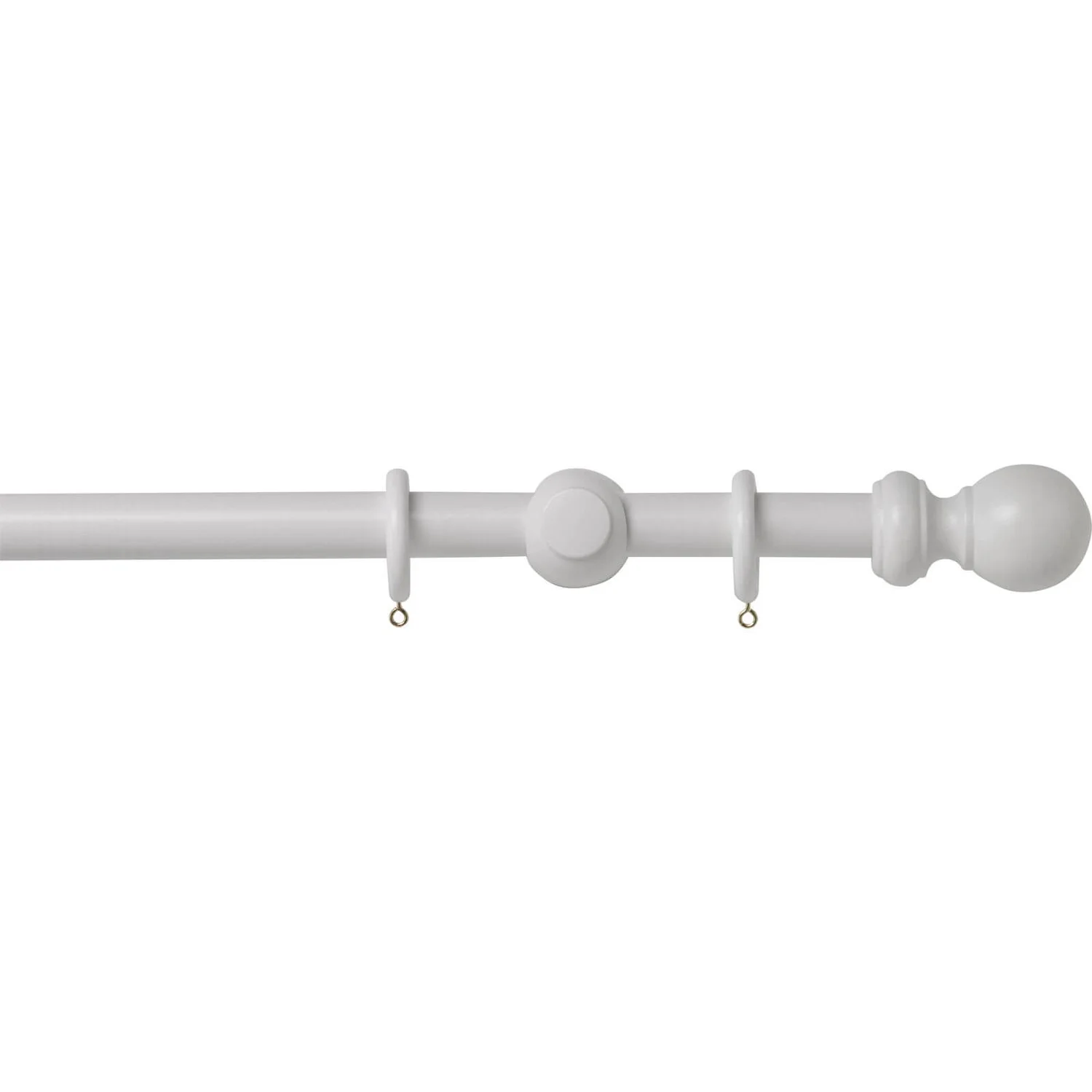 White Wood 28mm Curtain Pole With Ball Finials - 3m 3 White Wood 28mm Curtain Pole With Ball Finials - 3m