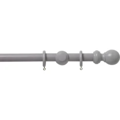 Grey Wood 28mm Curtain Pole With Ball Finials - 1.2m