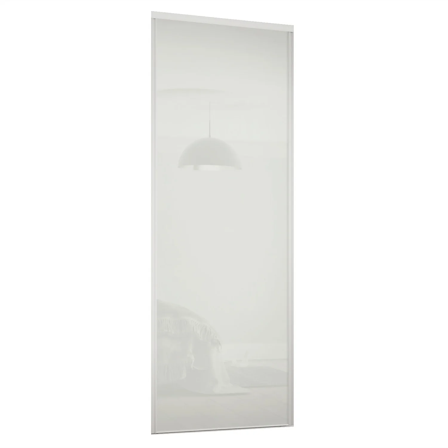 Classic Sliding Wardrobe Door Arctic White Glass With Silver Frame (W)610mm 3 Classic Sliding Wardrobe Door Arctic White Glass With Silver Frame (W)610mm