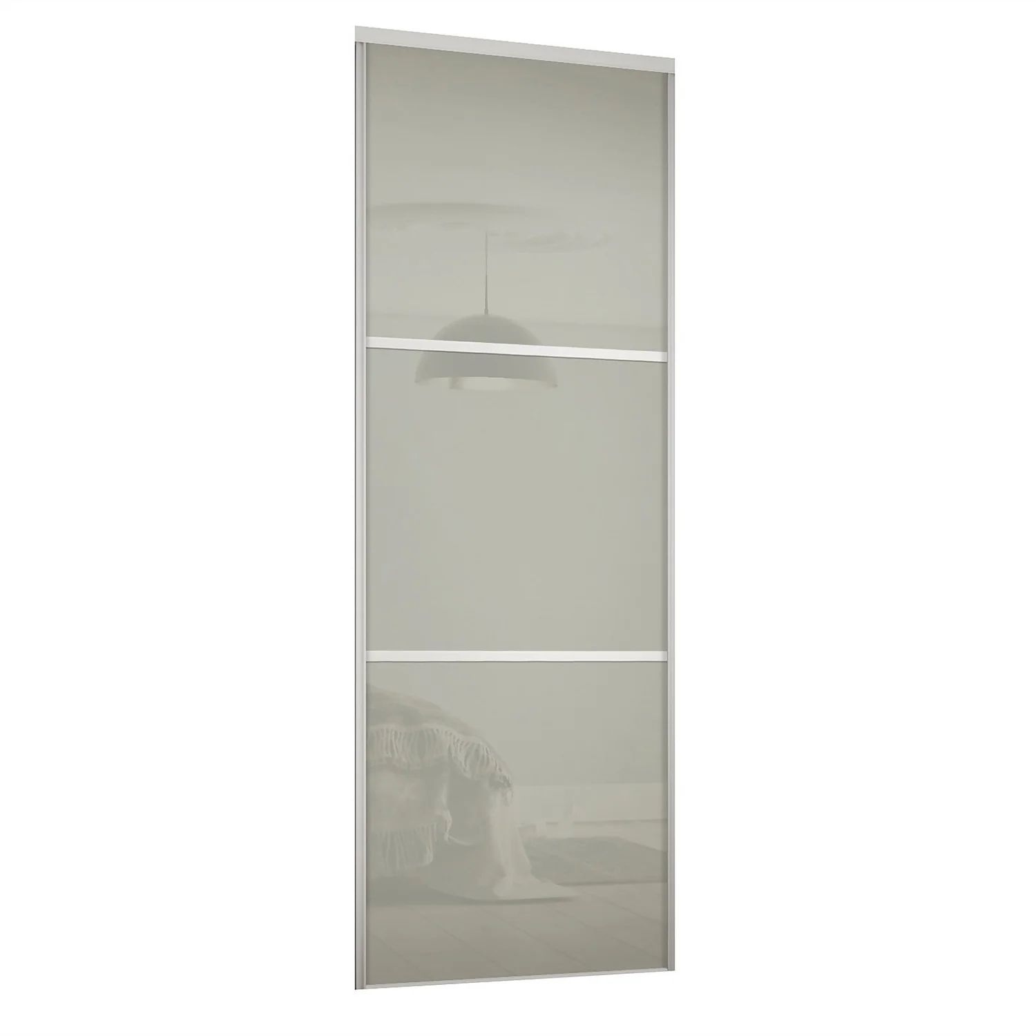 Linear Sliding Wardrobe Door 3 Panel Arctic White Glass With White Frame (W)610mm 3 Linear Sliding Wardrobe Door 3 Panel Arctic White Glass With White Frame (W)610mm