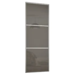 Linear Sliding Wardrobe Door 3 Panel Cappuccino Glass With Silver Frame (W)762mm