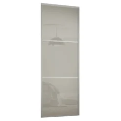 Linear Sliding Wardrobe Door 3 Panel Arctic White Glass With Silver Frame (W)762mm