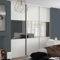 Linear Sliding Wardrobe Door 3 Panel White / Mirror With White Frame (W)762mm 7 Linear Sliding Wardrobe Door 3 Panel White / Mirror With White Frame (W)762mm -Home Style Sales 12811808 1154843065570432