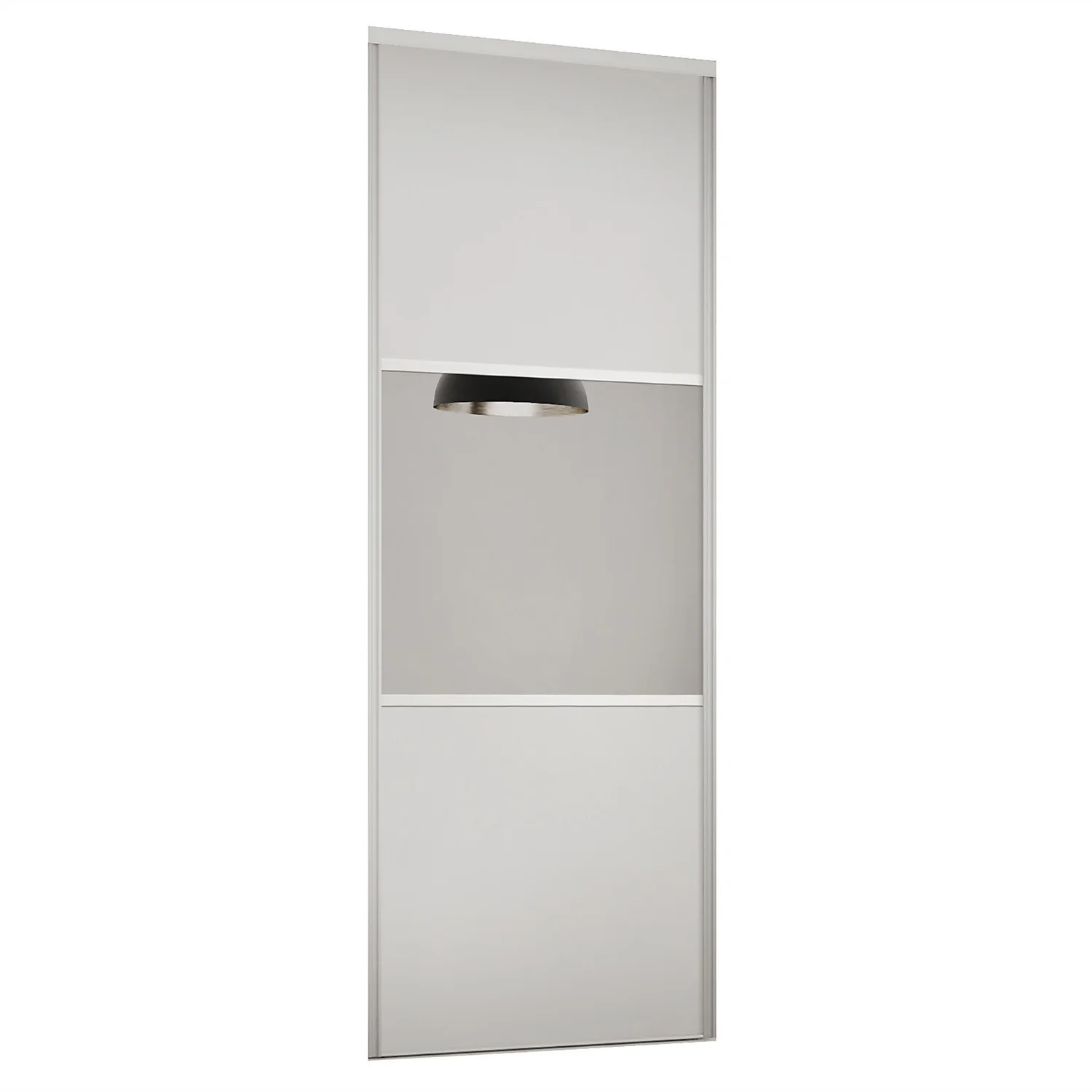 Linear Sliding Wardrobe Door 3 Panel White / Mirror With White Frame (W)762mm 3 Linear Sliding Wardrobe Door 3 Panel White / Mirror With White Frame (W)762mm