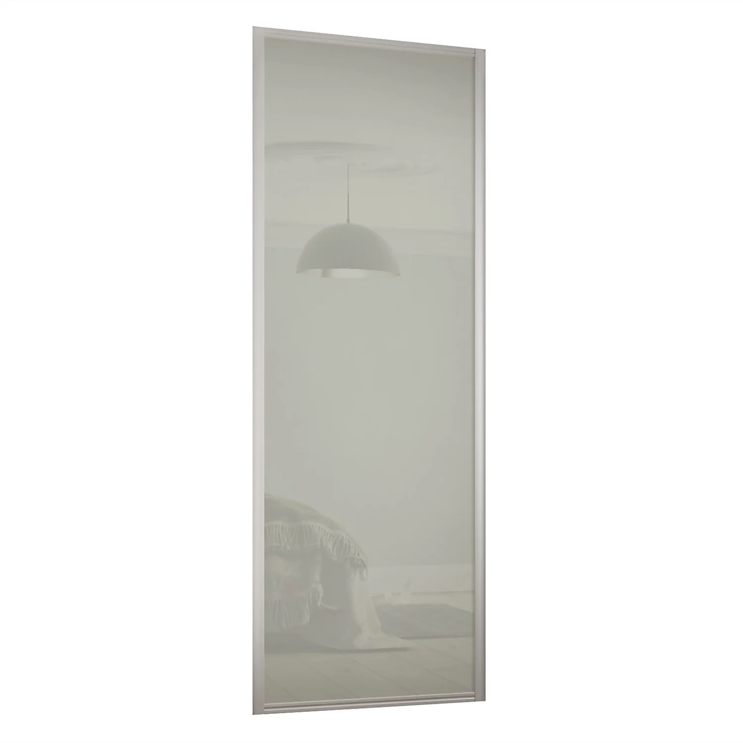 Ellipse Sliding Wardrobe Door 1 Panel Arctic White Glass With Aluminium Frame (W)610mm 3 Ellipse Sliding Wardrobe Door 1 Panel Arctic White Glass With Aluminium Frame (W)610mm