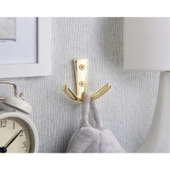 Modern Twin Hook - Polished Brass -Home Style Sales 12817375 5634995165171714