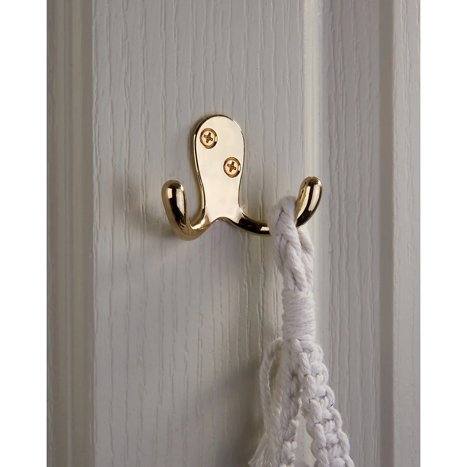 Basic Double Robe Hook - Polished Brass 4 Basic Double Robe Hook - Polished Brass - Image 2
