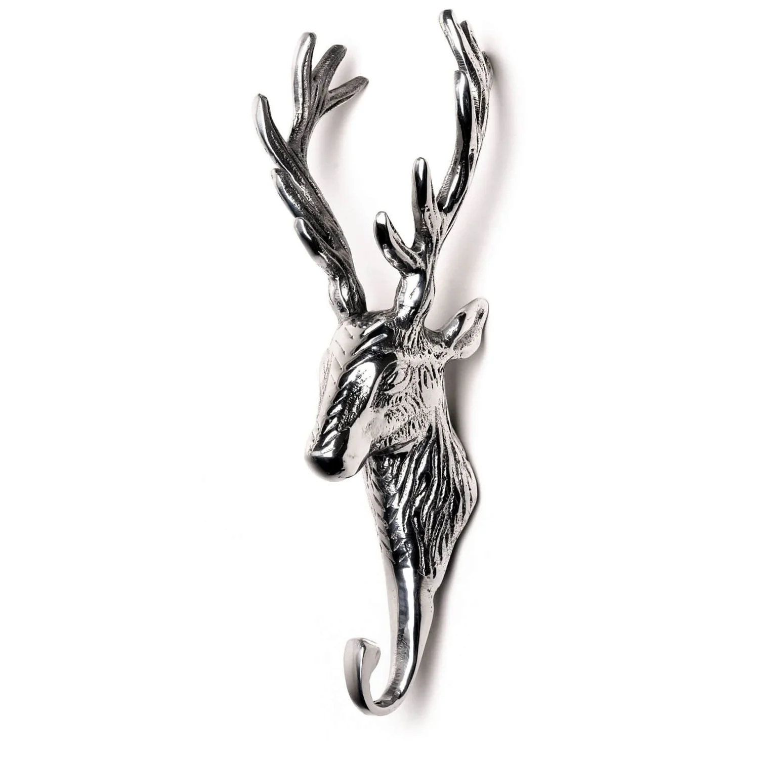 None Silver Finish Stag Head Coat Hook 3 None Silver Finish Stag Head Coat Hook
