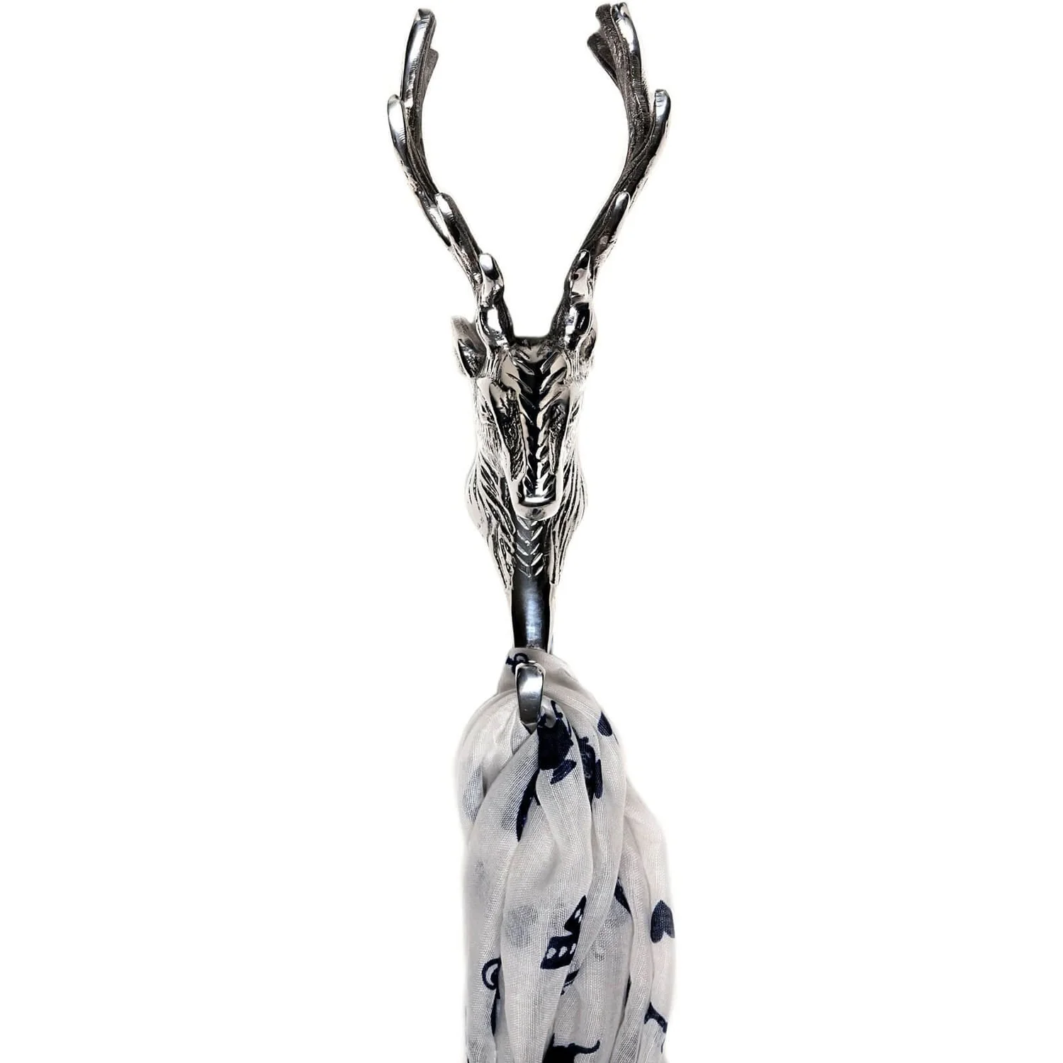 None Silver Finish Stag Head Coat Hook 5 None Silver Finish Stag Head Coat Hook - Image 3