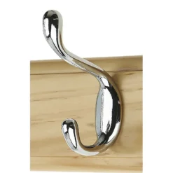 4 Coat Polished Chrome Hooks On Pine Stepped Board 9 4 Coat Polished Chrome Hooks On Pine Stepped Board -Home Style Sales 12821181 1214964414443842