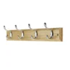 4 Coat Polished Chrome Hooks On Pine Stepped Board -Home Style Sales 12821181 5844843364791779