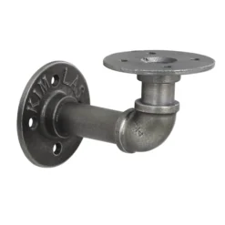 None Industrial Curved Pipe Bracket Gun Metal