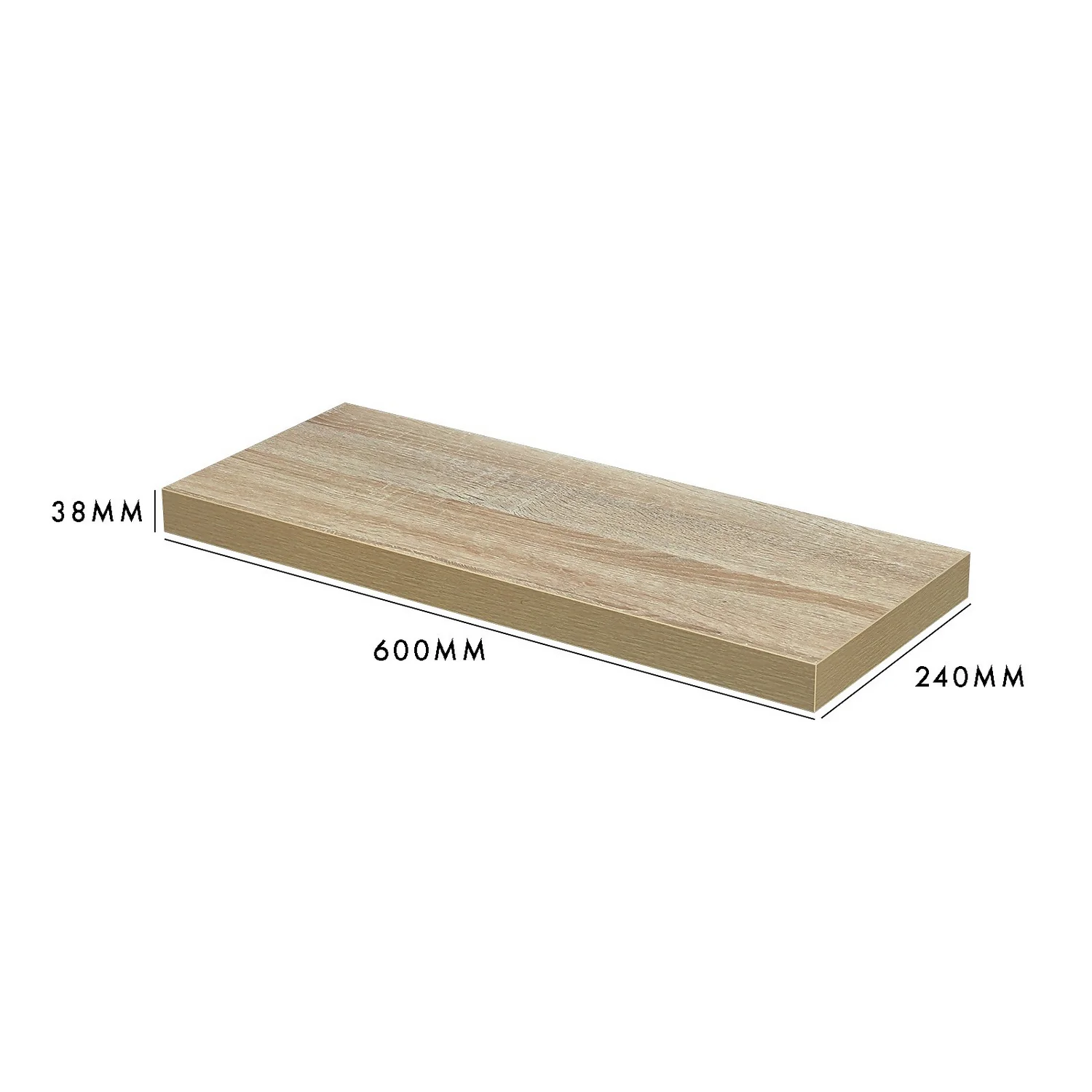 Floating Shelf - Sanoma Oak - 600 X 240 X 38mm 6 Floating Shelf - Sanoma Oak - 600 X 240 X 38mm - Image 4