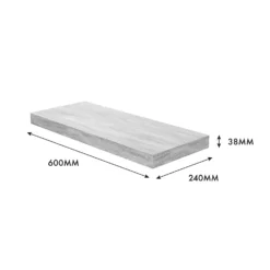Floating Shelf - Grey Oak - 600 X 240 X 38mm -Home Style Sales 12822025 1544976219240217