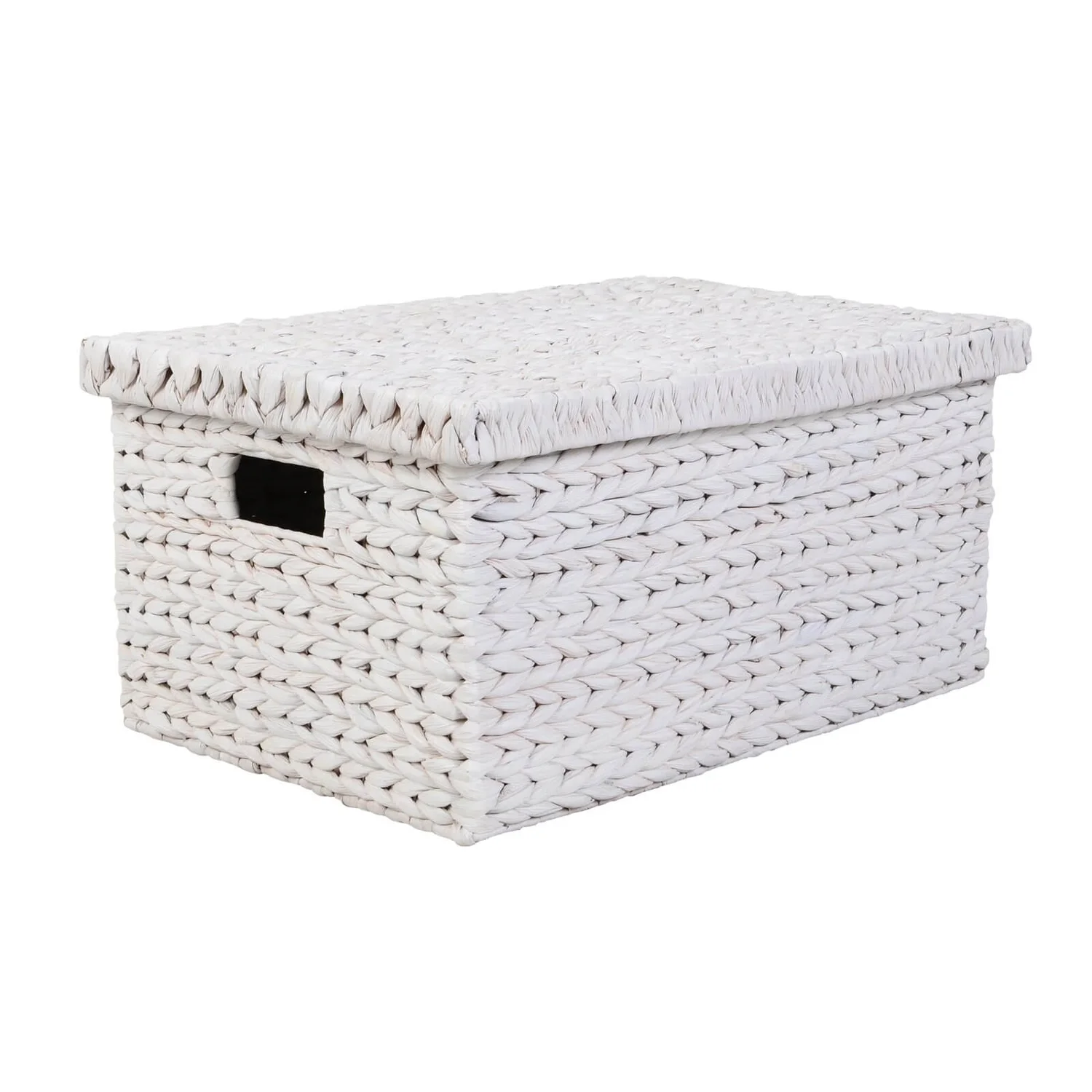 Large Water Hyacinth Storage Box - White Washed 3 Large Water Hyacinth Storage Box - White Washed