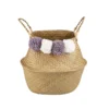 Seagrass Foldable Basket With Pom Poms -Home Style Sales 12829059 3684831918700535