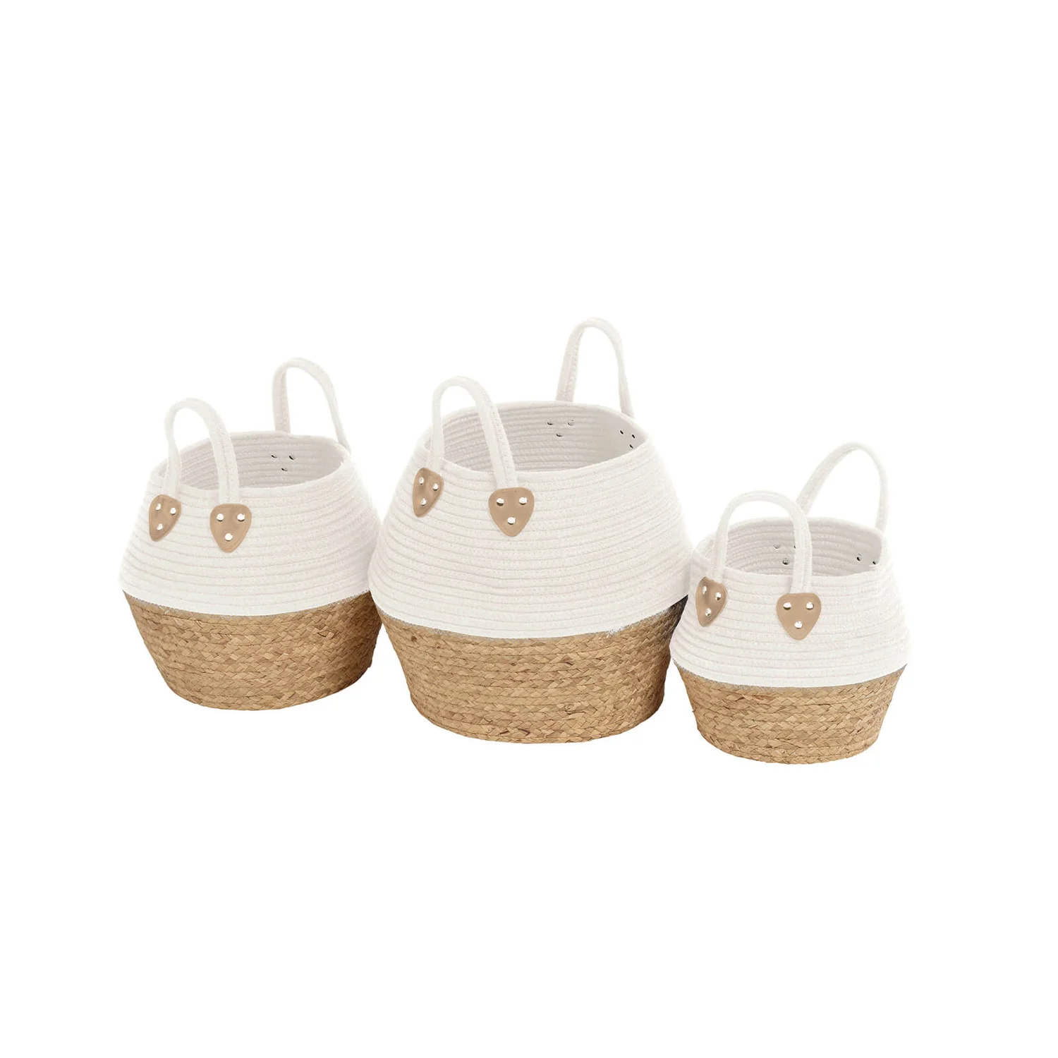 White Rope Baskets - Set Of 3 3 White Rope Baskets - Set Of 3
