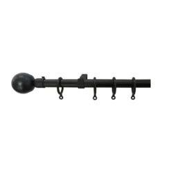 Extendable Ball Finial Curtain Pole - Black - 1.2-2.1m (16/19mm)