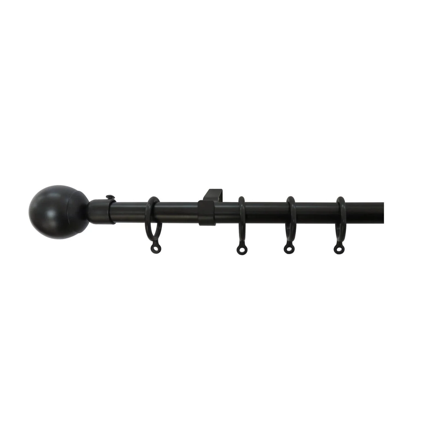 Extendable Ball Finial Curtain Pole - Black - 1.2-2.1m (16/19mm) 3 Extendable Ball Finial Curtain Pole - Black - 1.2-2.1m (16/19mm)