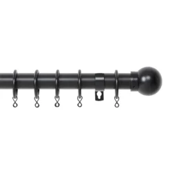 Extendable Ball Finial Curtain Pole - Black - 1.2-2.1m (25/28mm)