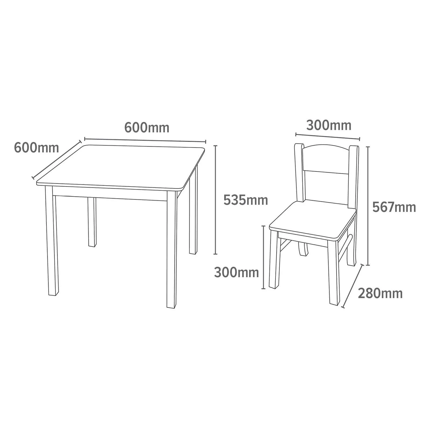 None Wooden Table And Chair Set - White 9 None Wooden Table And Chair Set - White - Image 7