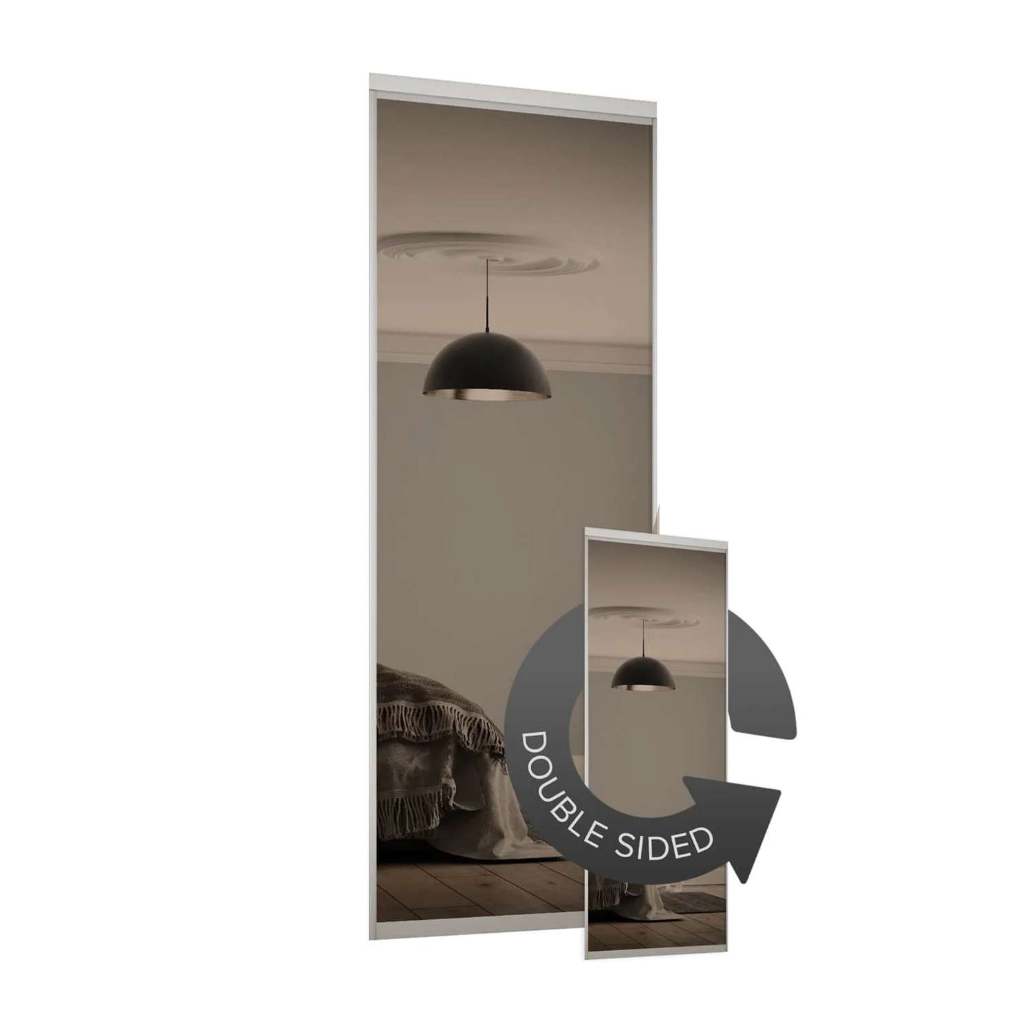 Duo Sliding Wardrobe Door Bronze Mirror With Aluminium Frame (W)610mm 3 Duo Sliding Wardrobe Door Bronze Mirror With Aluminium Frame (W)610mm