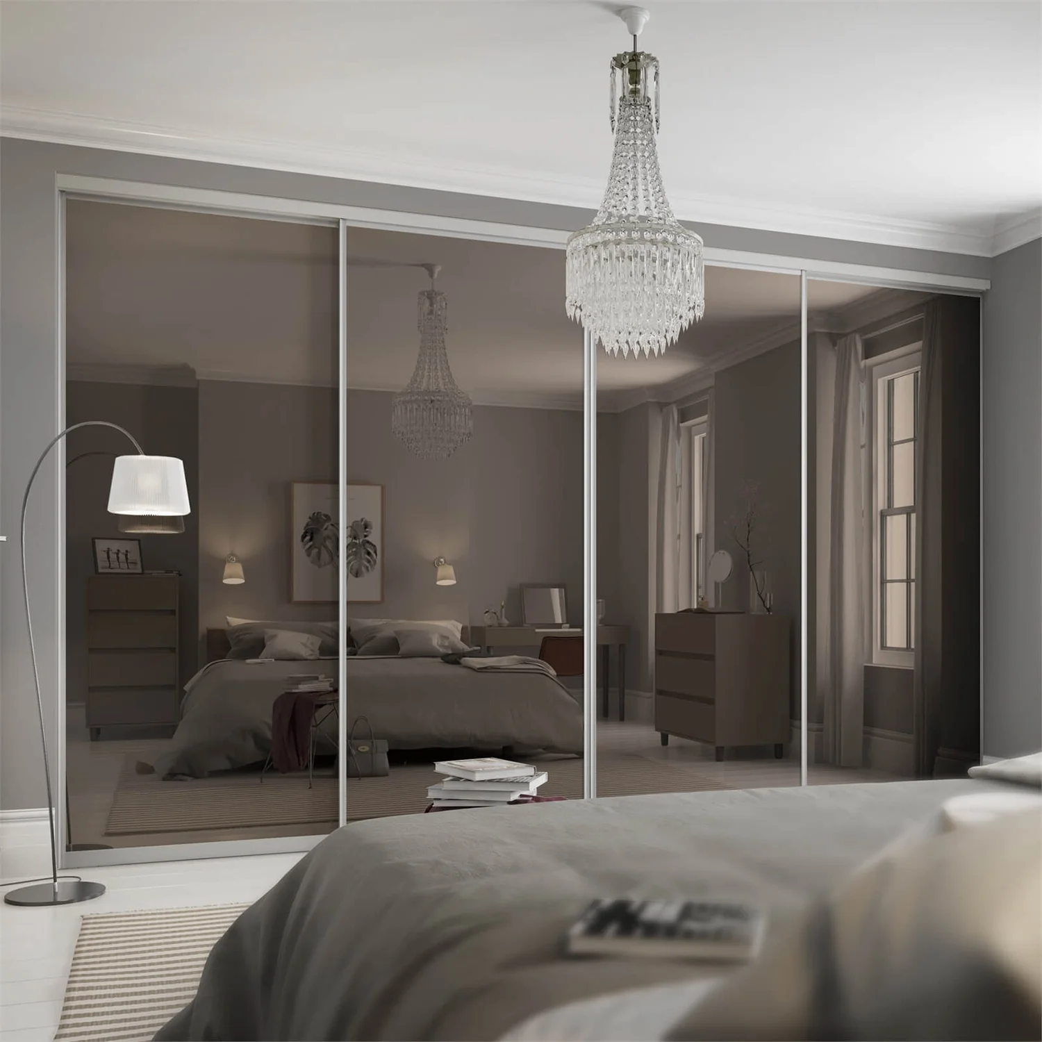 Duo Sliding Wardrobe Door Bronze Mirror With Aluminium Frame (W)610mm 4 Duo Sliding Wardrobe Door Bronze Mirror With Aluminium Frame (W)610mm - Image 2