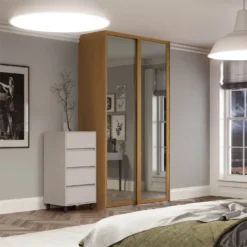 Shaker 2 Door Sliding Wardrobe Kit Mirror With Oak Frame (W)1449 X (H)2260mm -Home Style Sales 12835290 1574833224111649