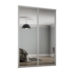 Shaker 2 Door Sliding Wardrobe Kit Mirror With Cashmere Frame (W)1753 X (H)2260mm