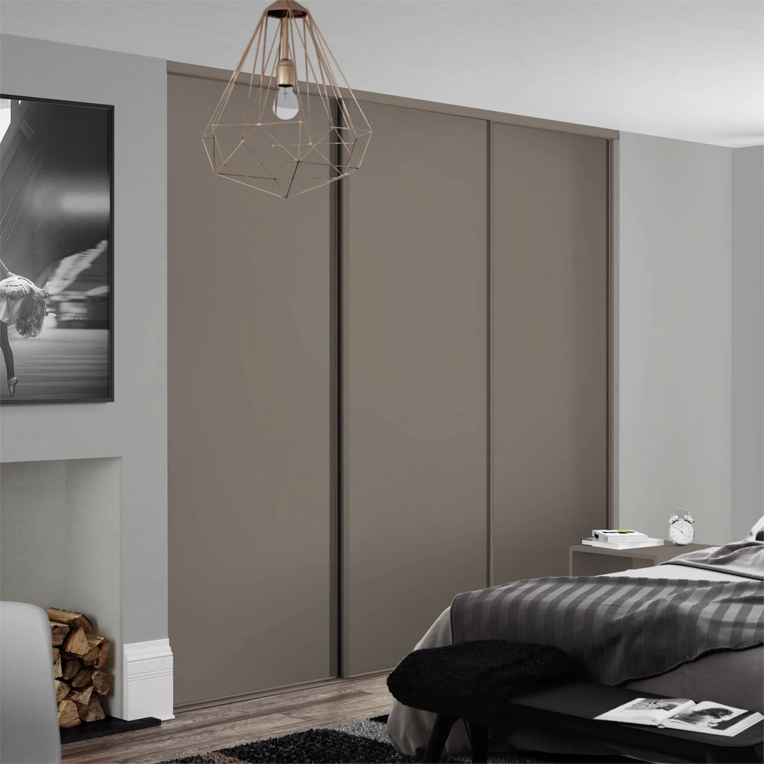 Classic 3 Door Sliding Wardrobe Kit Stone Grey Panel (W)1760 X (H)2260mm 4 Classic 3 Door Sliding Wardrobe Kit Stone Grey Panel (W)1760 X (H)2260mm - Image 2