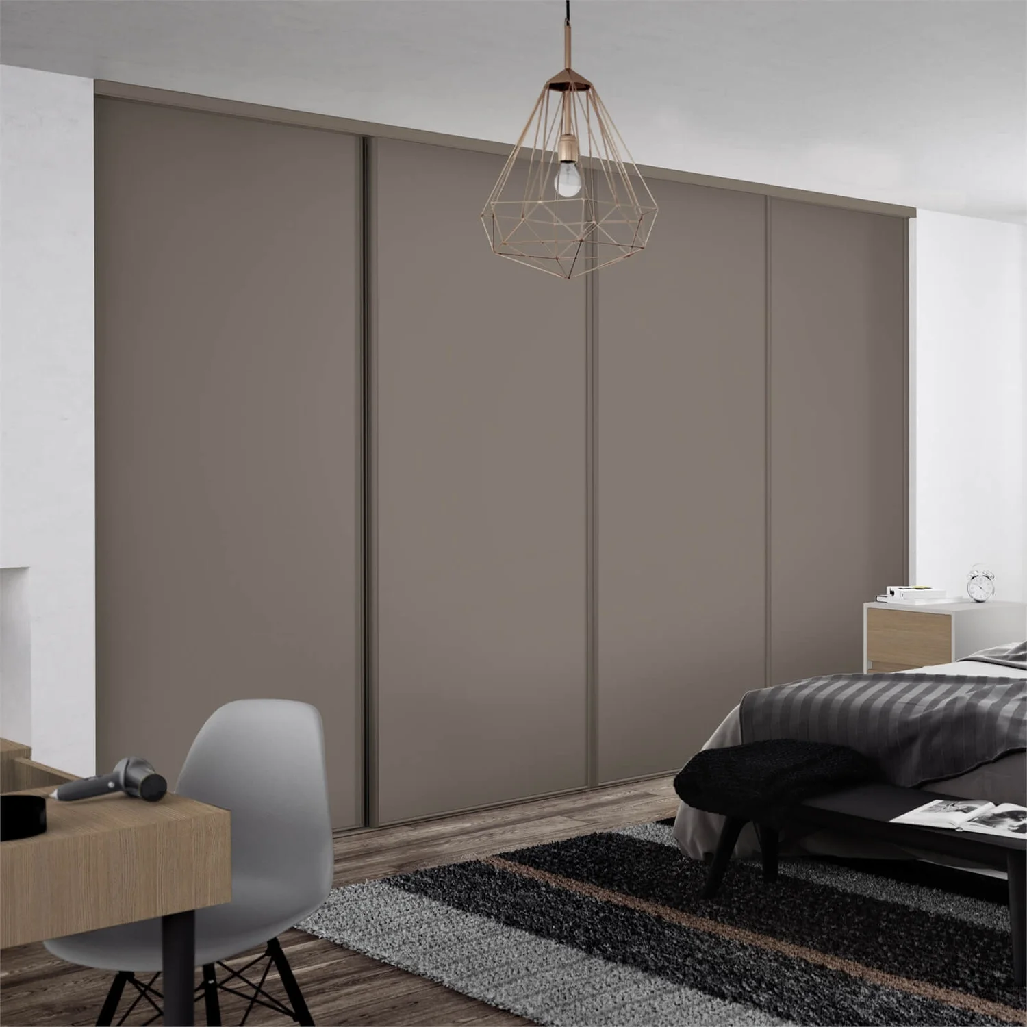 Classic 4 Door Sliding Wardrobe Kit Stone Grey Panel (W)2978 X (H)2260mm 4 Classic 4 Door Sliding Wardrobe Kit Stone Grey Panel (W)2978 X (H)2260mm - Image 2