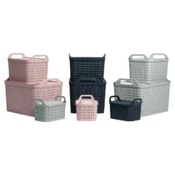 Small Urban Storage Basket With Lid - Graphite -Home Style Sales 12837349 3344960190120604