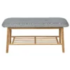 Bamboo Shoe Bench With Grey Cushion Seat -Home Style Sales 12837923 1154831908993696