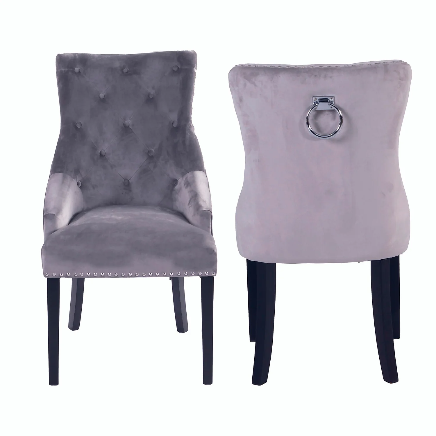 Annabelle Velvet Dining Chairs - Set Of 2 - Grey 3 Annabelle Velvet Dining Chairs - Set Of 2 - Grey