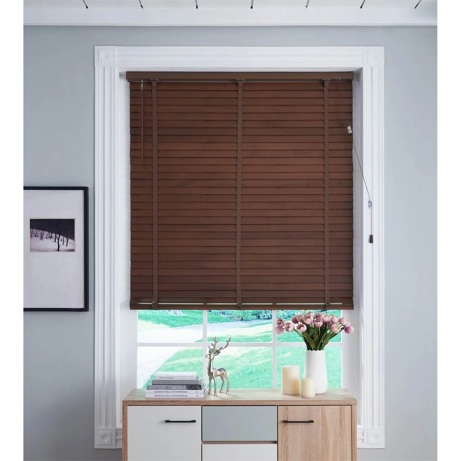 50mm Wood Venetian Blind - Walnut - 100x130cm 3 50mm Wood Venetian Blind - Walnut - 100x130cm