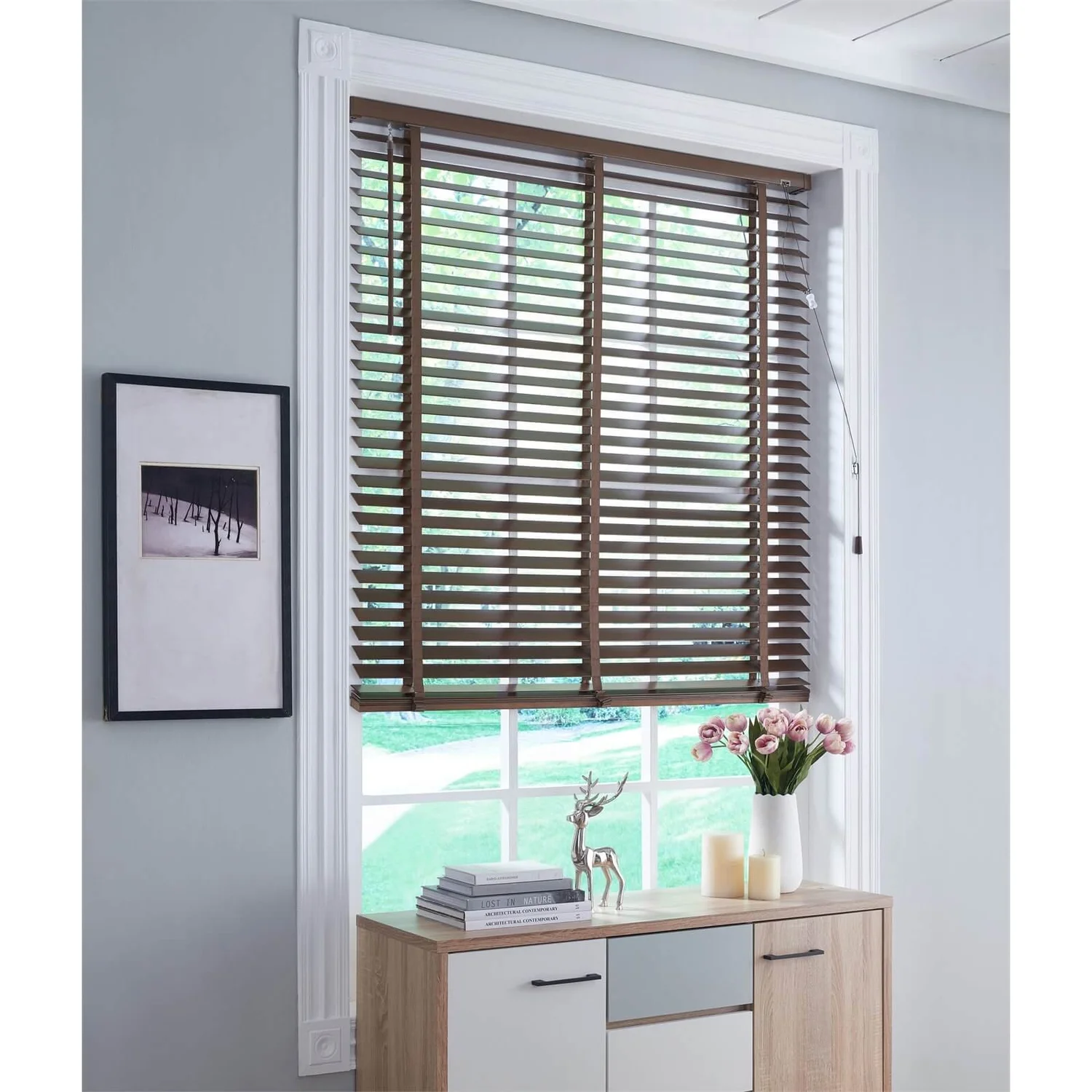 50mm Wood Venetian Blind - Walnut - 100x130cm 5 50mm Wood Venetian Blind - Walnut - 100x130cm - Image 3