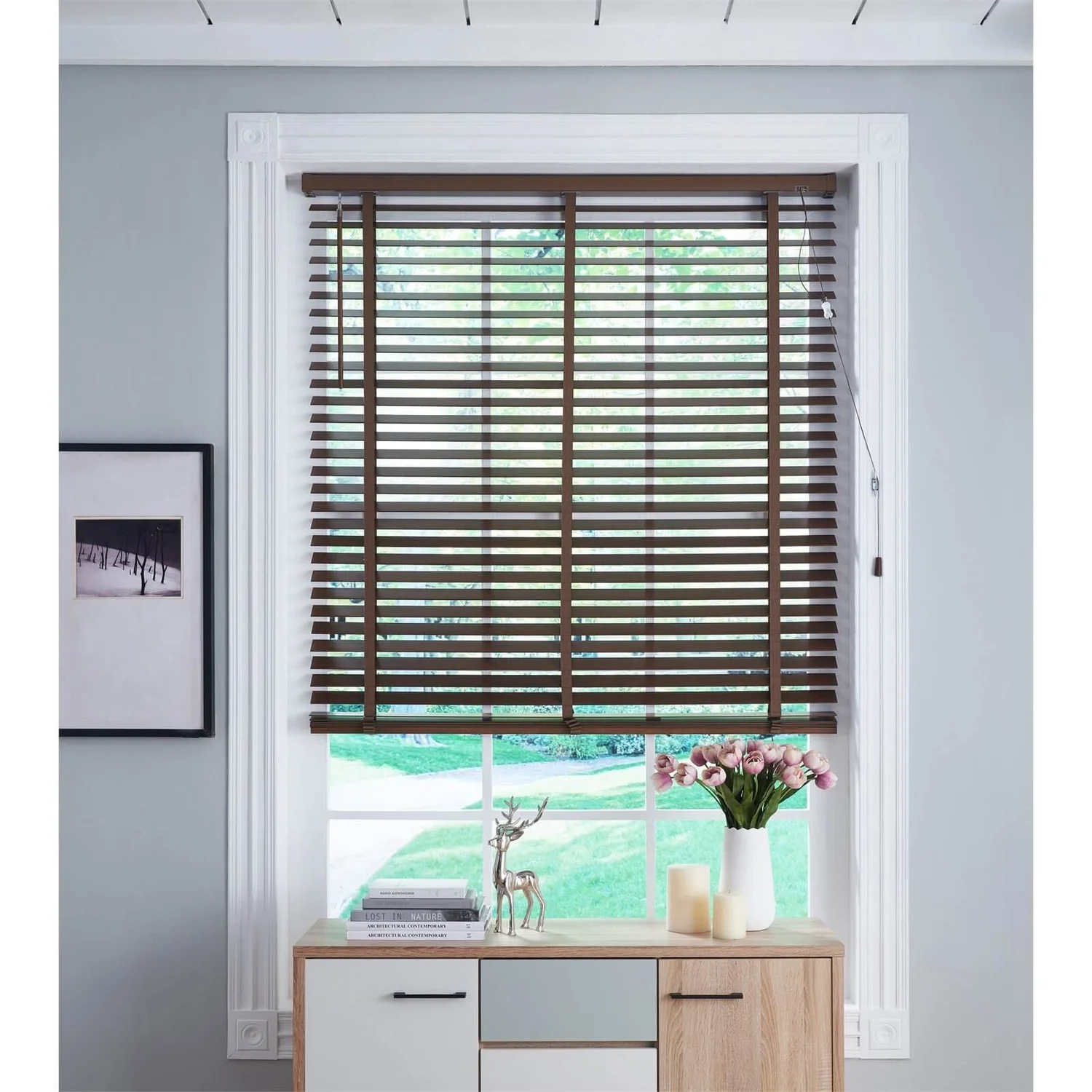 50mm Wood Venetian Blind - Walnut - 100x130cm 4 50mm Wood Venetian Blind - Walnut - 100x130cm - Image 2