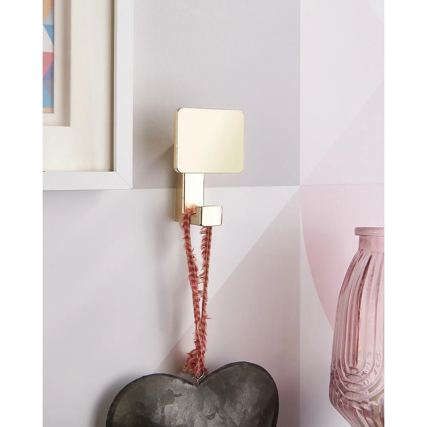 Square Back Hook - Brushed Brass 5 Square Back Hook - Brushed Brass - Image 3