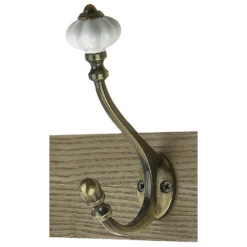 4 Ceramic Antique Brass Hook On Dark Rustic Board -Home Style Sales 12839315 1114964597768250