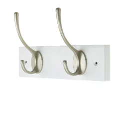 2 Victorian Satin Nickel Hooks On White Bloc Board