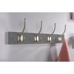 4 Victorian Satin Nickel Hooks On Slate Grey Bloc Board 9 4 Victorian Satin Nickel Hooks On Slate Grey Bloc Board -Home Style Sales 12839547 6224845862002801