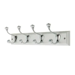 None White Hook Rail - Polished Chrome - 4 Hooks